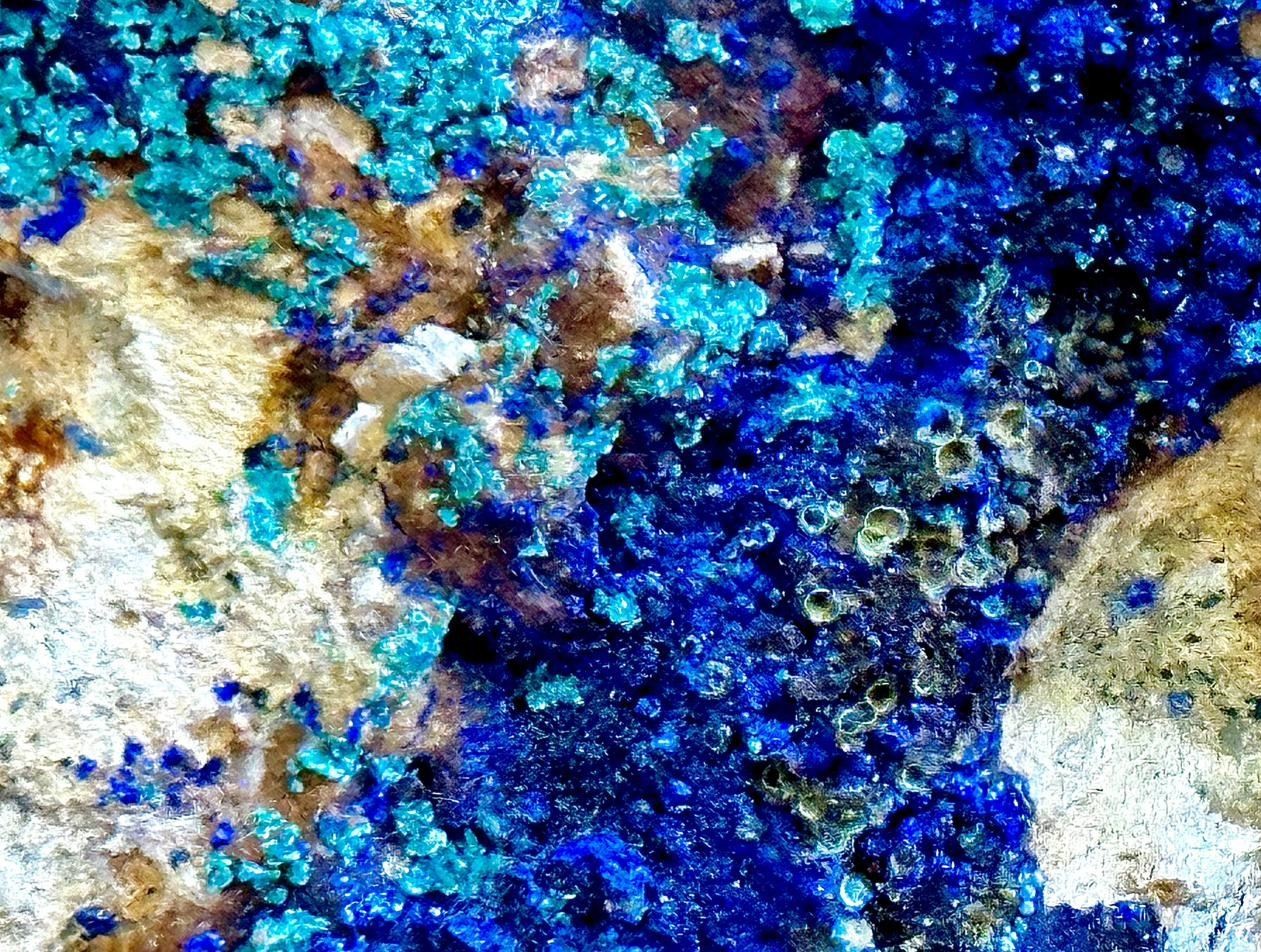 Color — azurite and malachite crystal cluster, LR_Details13